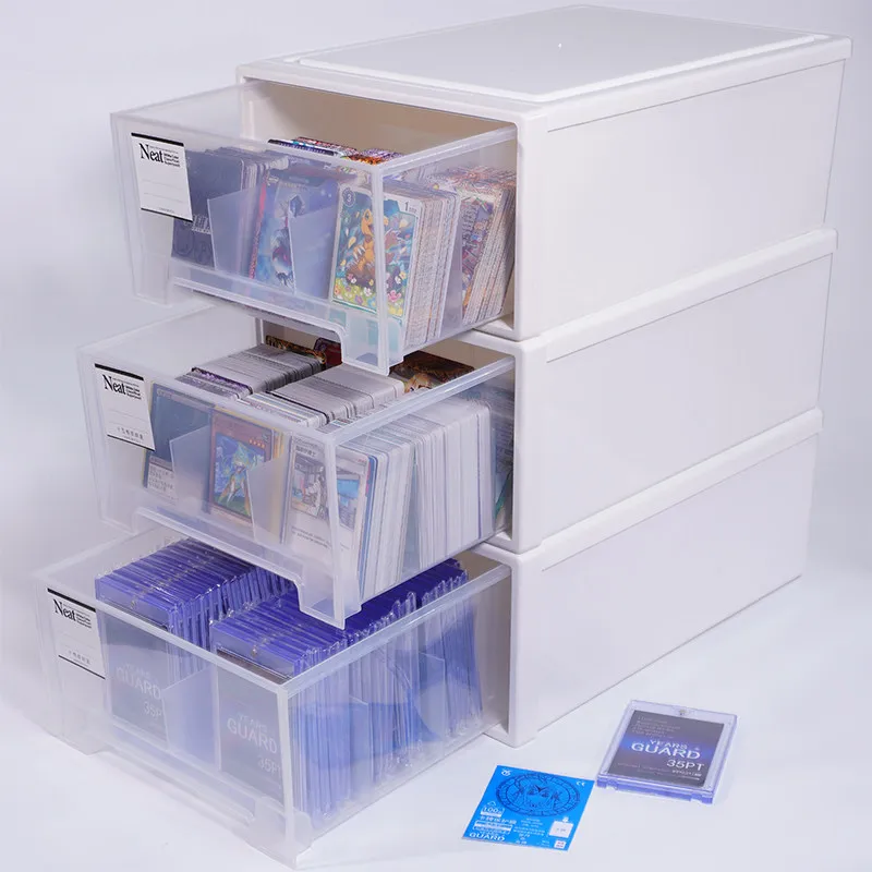 Neat Large Capacity Stackable Drawer Trading Card Storage Box Transparent Case For Pokemon TCG Yu Gi Oh Ultraman Card Collectors