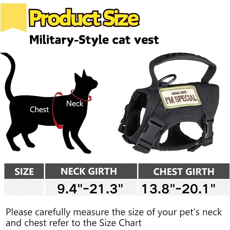 Tactical Cat Harness and Leash Set Adjustable Escape Proof Pet Vest for Small Dogs Cats Walking view 3