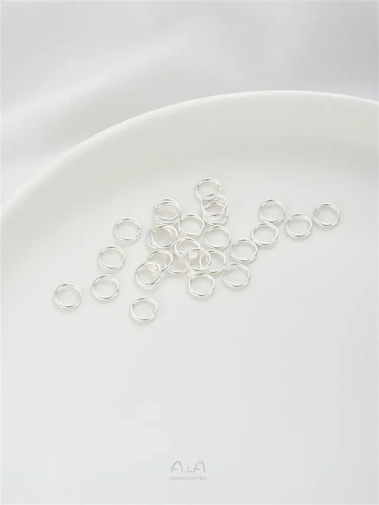 اليدوية النحاس يرتدون 925 سميكة الفضة حلقة مفتوحة دائرة واحدة O اتصال الدائري ل سوار ذاتي الصنع أقراط صنع المجوهرات #4