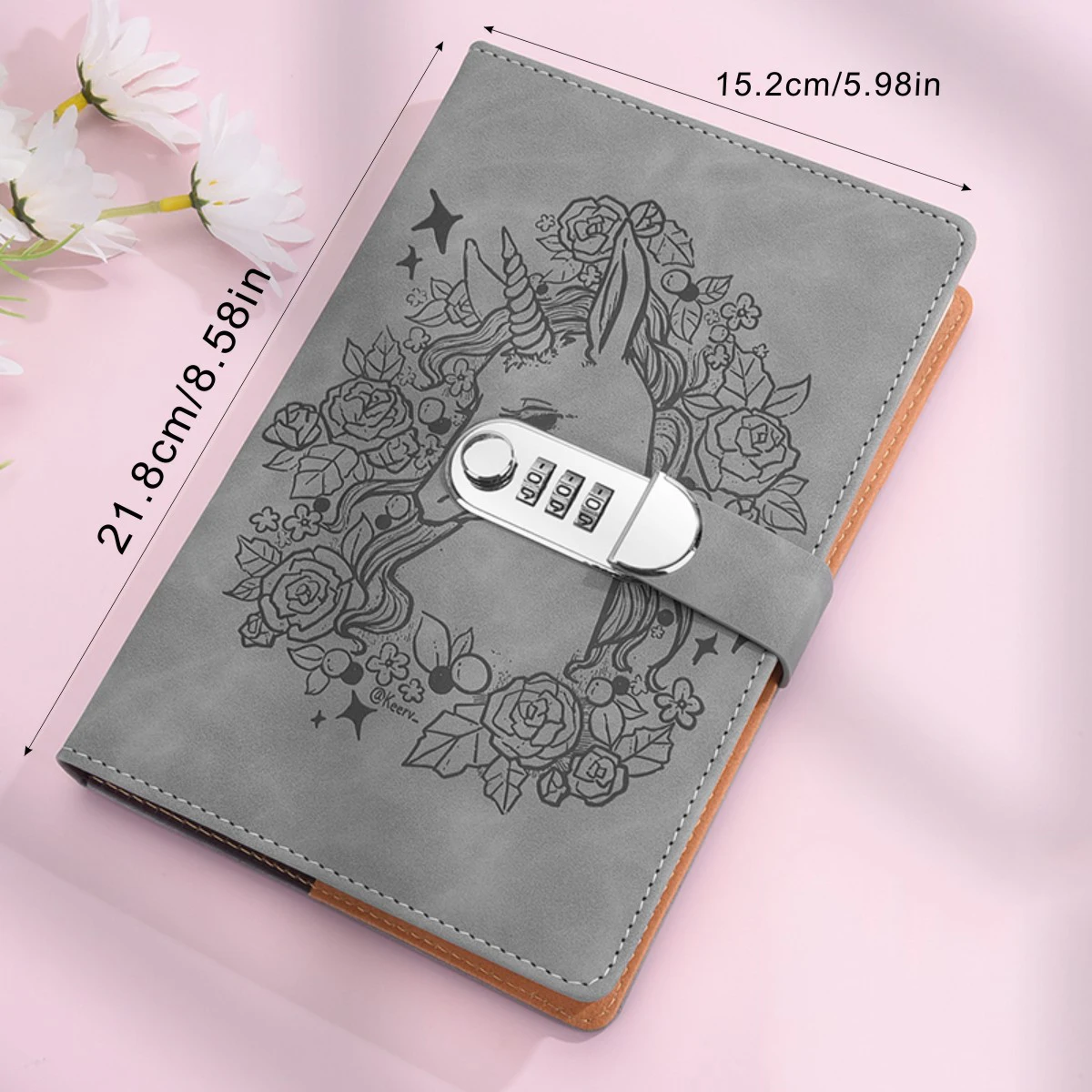 Imagen 3: Cuaderno de cuero A5PU con bloqueo de contraseña, diario de estilo de niña bonita, cuaderno con contraseña, cuaderno Universal de alta apariencia para estudiantes, 1 ud.