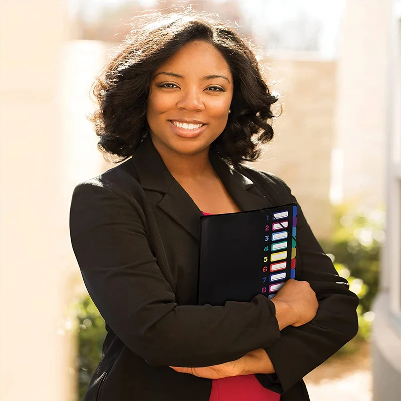 24 przezroczyste kieszonkowe rozkładana teczka 12 kolorowych zakładek, mieści 300 arkuszy, Organizer na dokumenty, ponumerowane na okładce 1 szt.