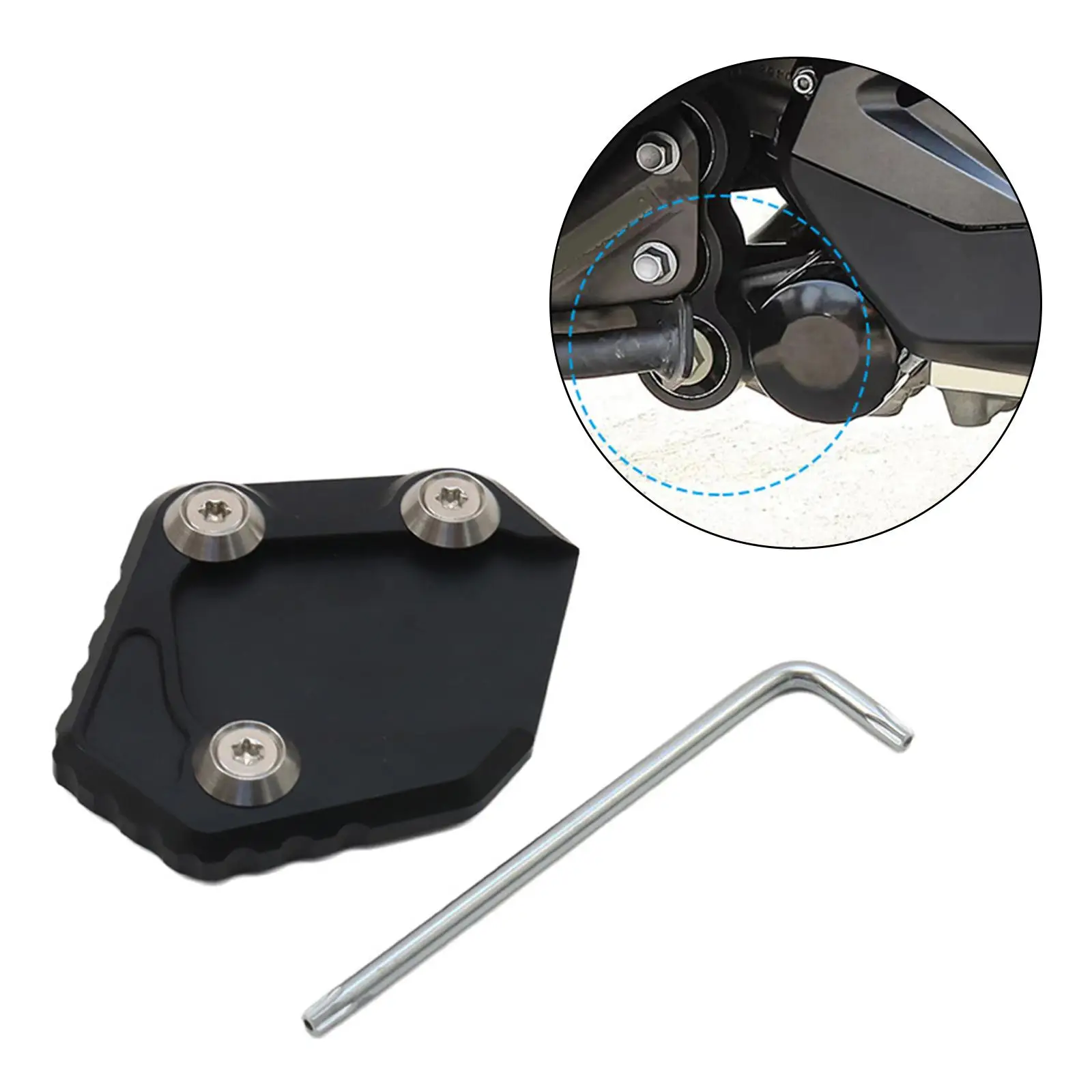 Side Stand Pad Motorcycle Kickstand Extender Portable Aluminum Alloy Kick Stand Coaster Dirt Bike Sturdy Motorcycle Stand Pad view 6