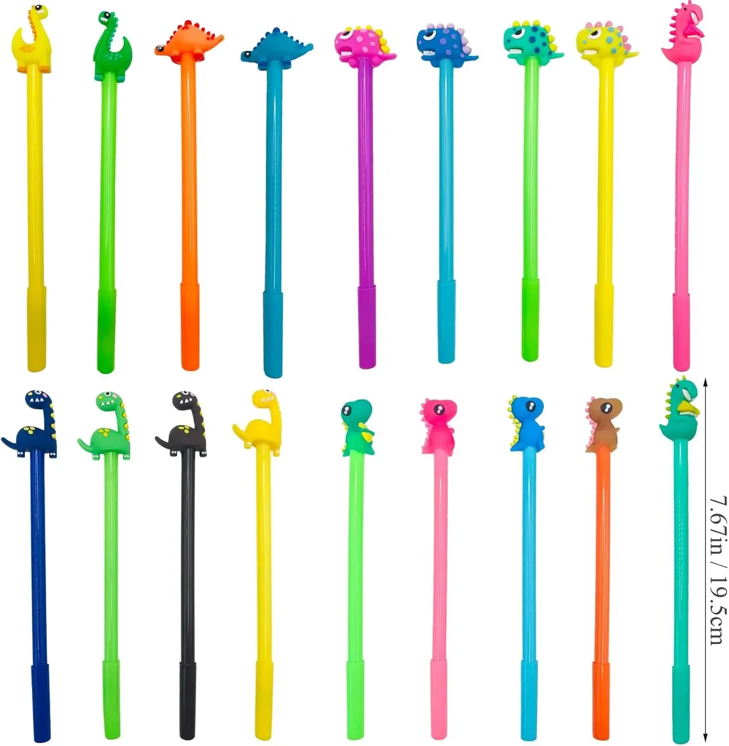 100 Pcs Cute Dinosaur Gel Ink Pens Fun Kawaii Animals Writing Tools 0.5 Mm Novelty for Kids School Office Home Supplies