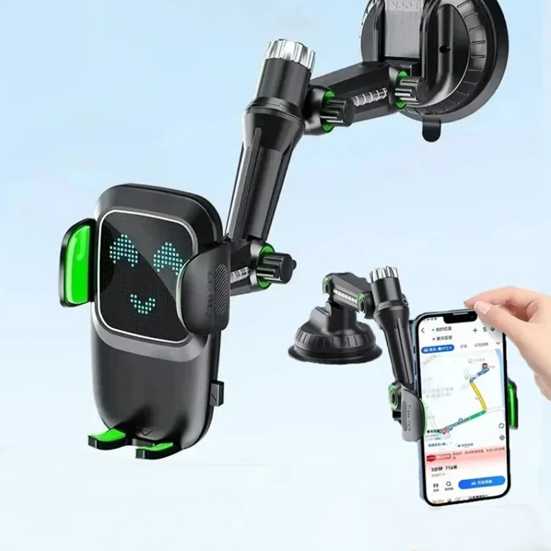 

360 ° Вращающийся автомобильный держатель для телефона, универсальный кронштейн, противоскользящее крепление на присоске с липкой гелевой подушечкой для лобового стекла/приборной панели/окна