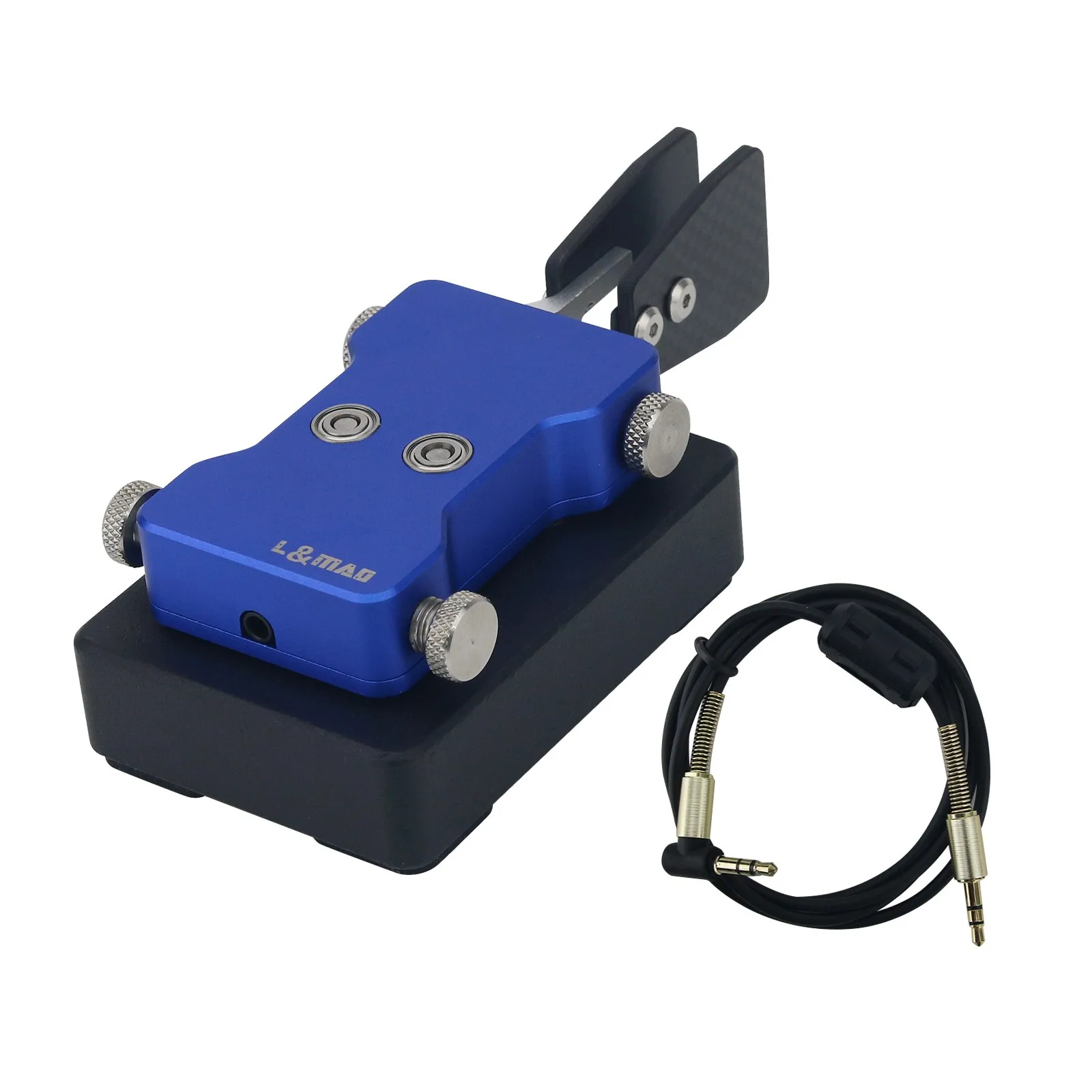 Blue/Red Dual Propeller Automatic Continuous Wave Key 3.5mm Shortwave Radio Morse Code Key Telegraph Training Key