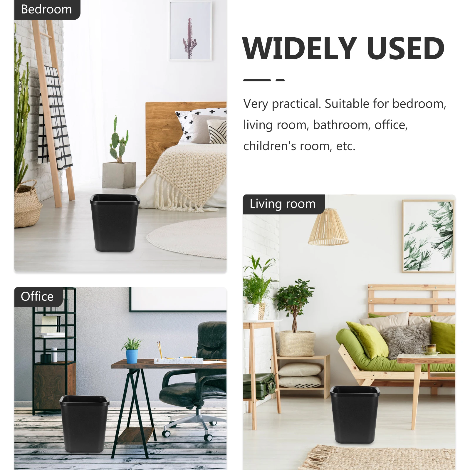 

Plastic Gallon Trash Can Simple Durable Garbage Bin Kitchen Office Under Desk Wastebasket Space Saving 15L Trash Cans