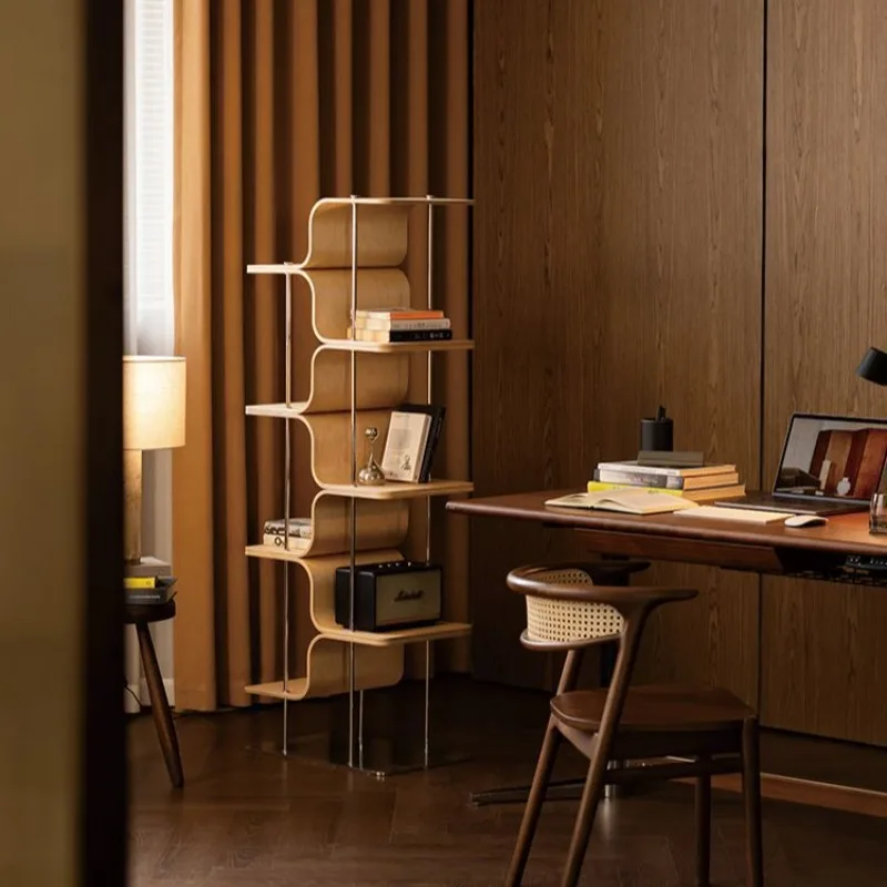 

Corner Storage Rack, Multi-level Storage for Living Room and Bedroom, Simple Wooden Floor-standing Bookcase Against The Wall