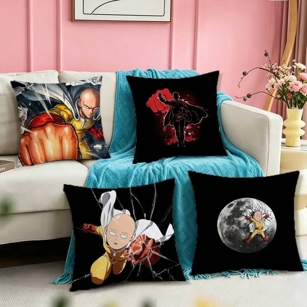 O-One Punch Man S-Saitama Bald Hero  Square Double-Sided printed Pillow Case Bedroom Bedside Pillow Sofa Cushion Cover