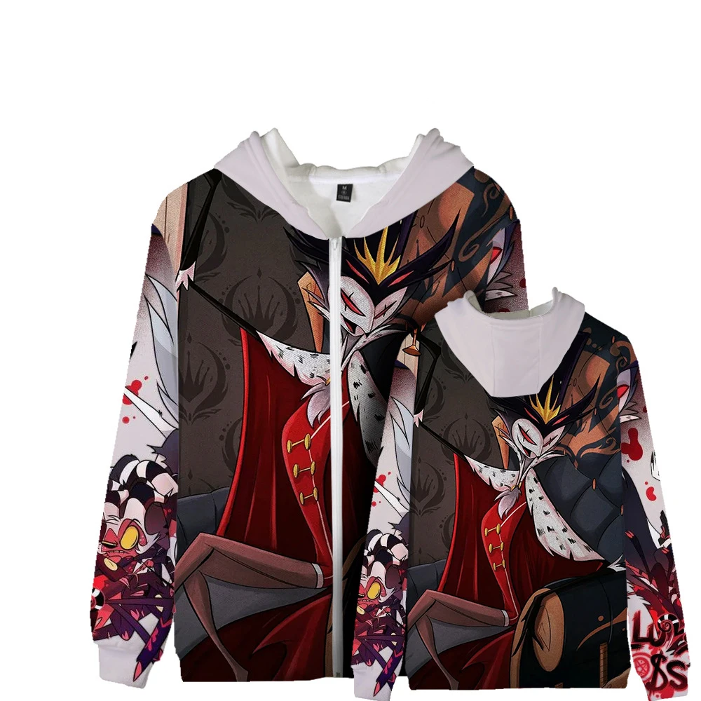 Game Anime Helluva Merch Cosplay Costume Adult Men Women Boys Cartoon Hoodies Zipper Jacket Printed Outwear Daily Outfits