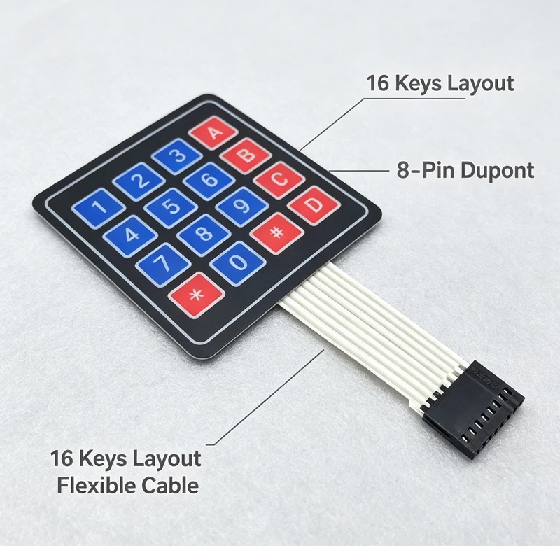4X4 Matrix-Tastatur für Arduino Array-Modul 16-Tasten-Membranschalter Erweiterungs-Tastaturfeld 4*4 Steuerung Mikroprozessor AVR – Detail 7