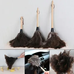 Natural Ostrich Feather Duster Wooden Handle Dust Brush Handheld Anti-Static Dust Removal Dusters For Home Cleaning Tools