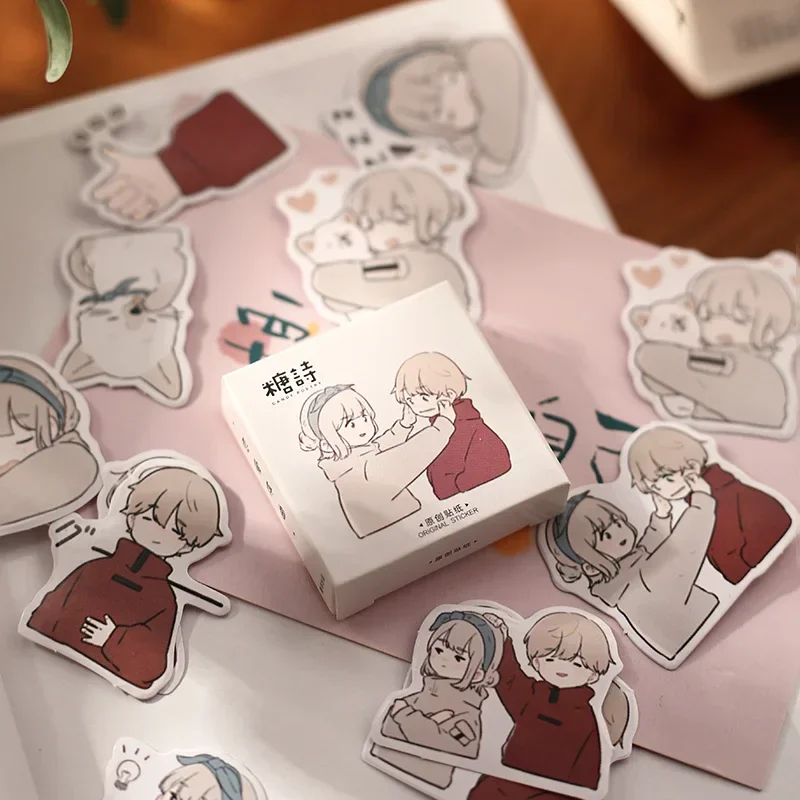 45 PCS/box Cute Cartoon Couple Love Overture Warm Daily Decorative Stickers for Scrapbooking Album Planner DIY Craft Journal