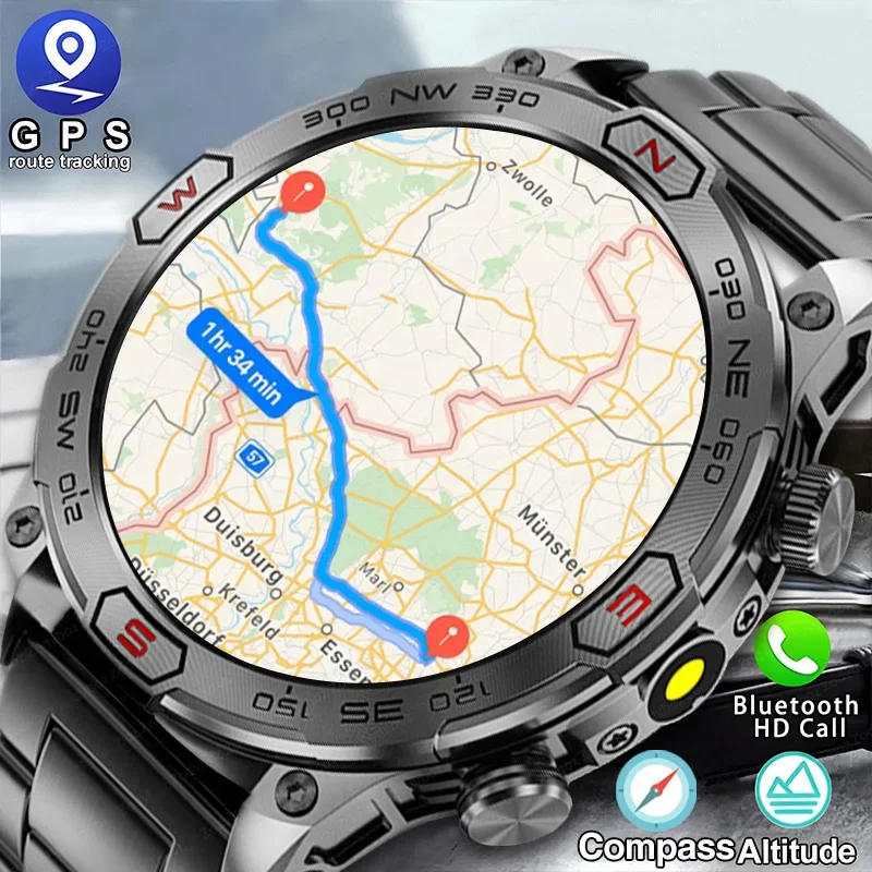 For HUAWEI Xiaomi Outdoor Sport GPS Smart Watch Men 466*466 HD AMOLED Screen Watches Heart Rate Bluetooth Call Smartwatch 2024