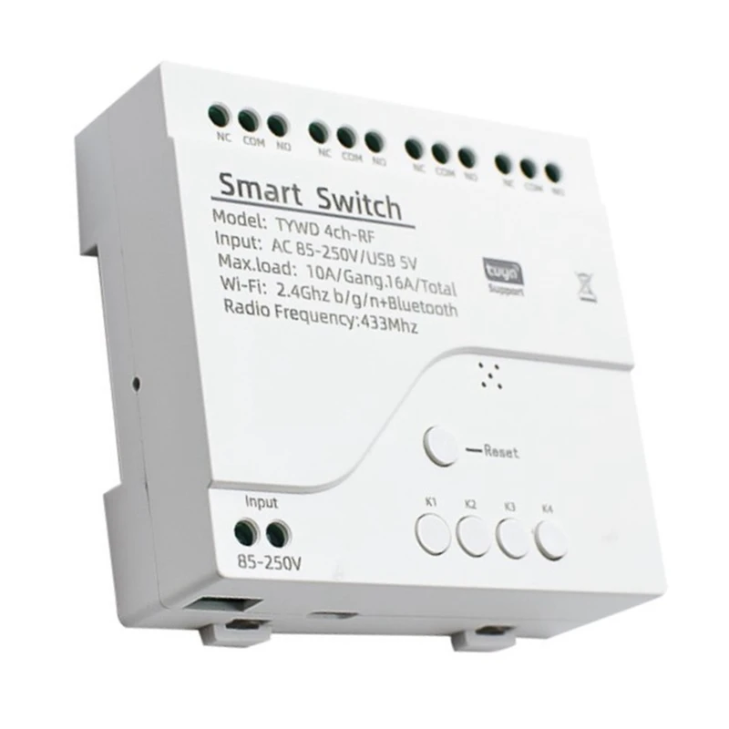 Tuya Modul Sakelar Motor Wifi Pintar RF 433 Radio Remote Control 4CH Relai Inci untuk Alexa Google Home, 4CH-AA56