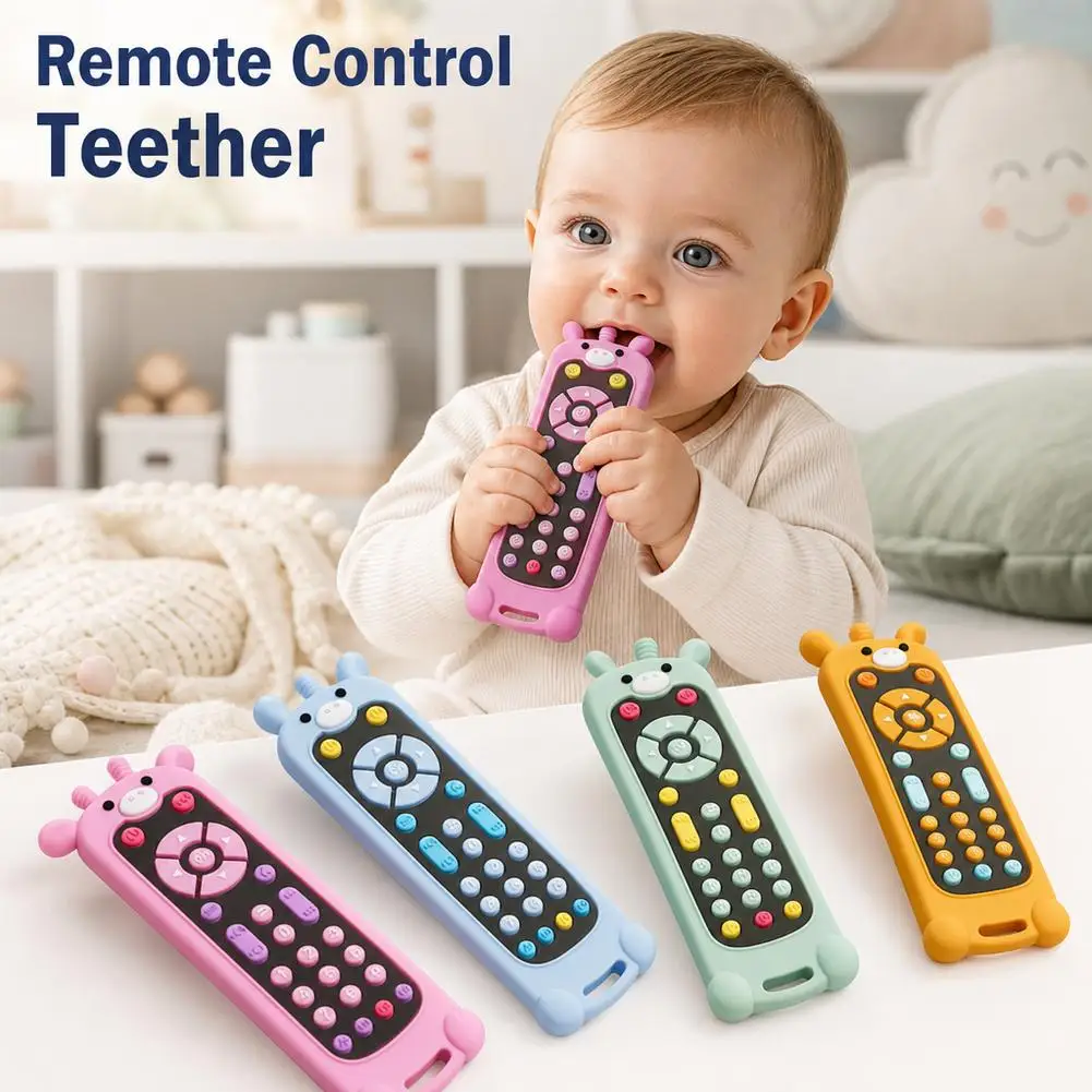 Baby Teether Toy: Realistic Cartoon Remote Control for Soothing Gum Discomfort Remote Control Toy Infant Simulation TV Remote