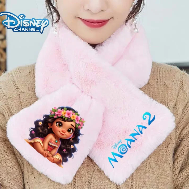 Moana 2 Girl Scarfs Cute Disney Anime Cartoon Super Soft Plush Neckerchief Warm Shawl Woman Autumn Winter Kid Birthday Xmas Gift