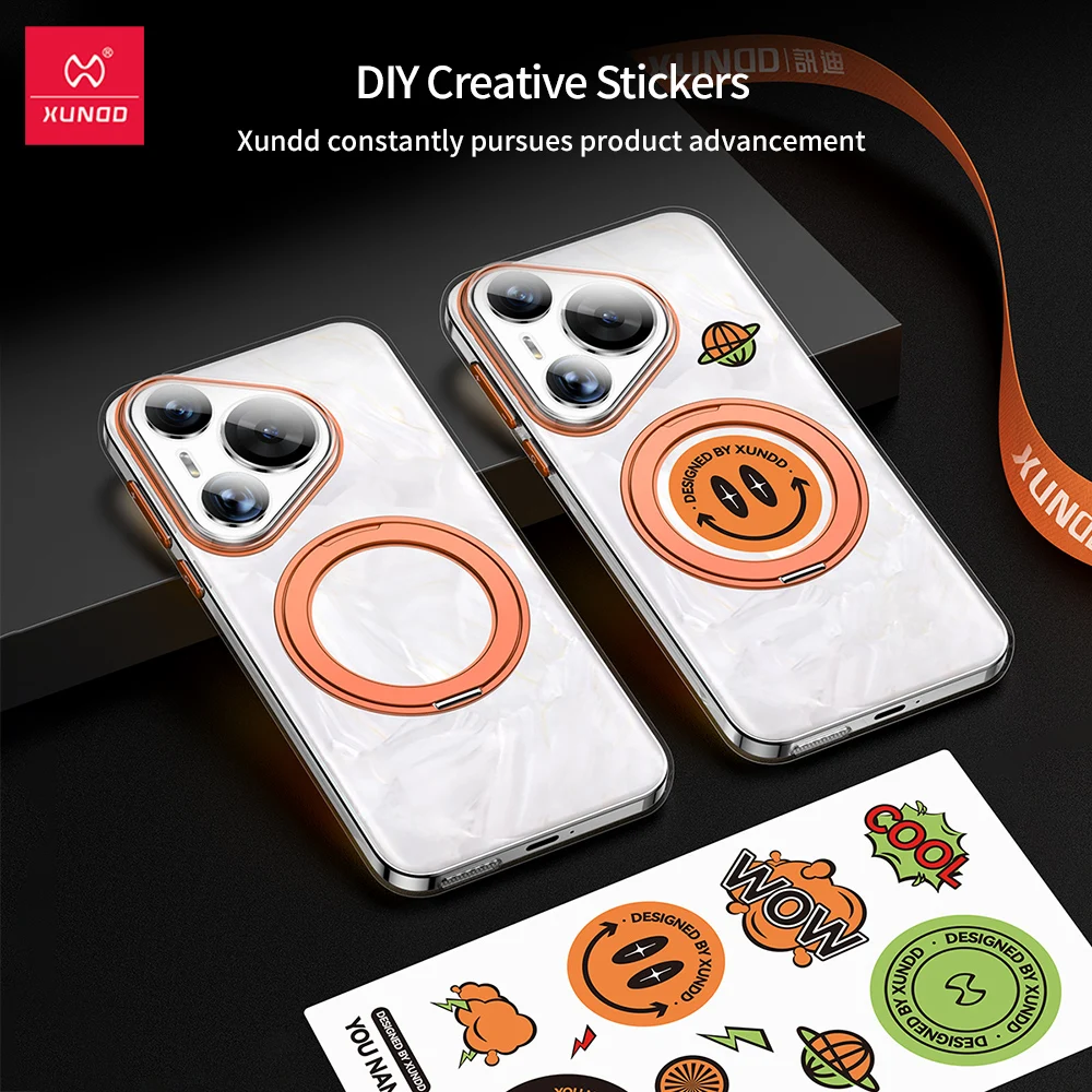 Xundd For Huawei Pura 70 Pro Plus Pura 70 Ultra Case with 360 ° Rotatable Magnetic Holder Camera Protective Clear Phone Cover