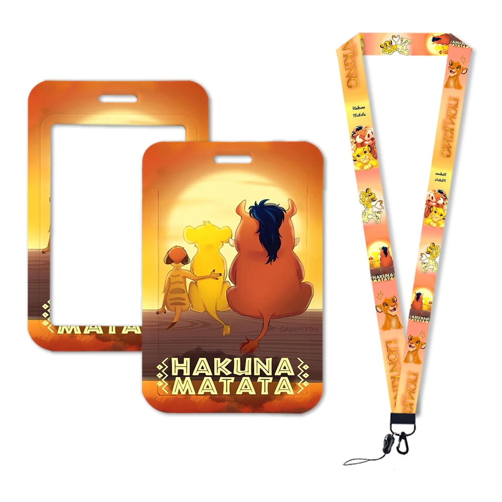 De Lion King Simba Disney Nekkoord Lanyard Film Jongens Card Cover Cartoon Badge Houder Id-kaart Studenten Hang Touw Cadeau