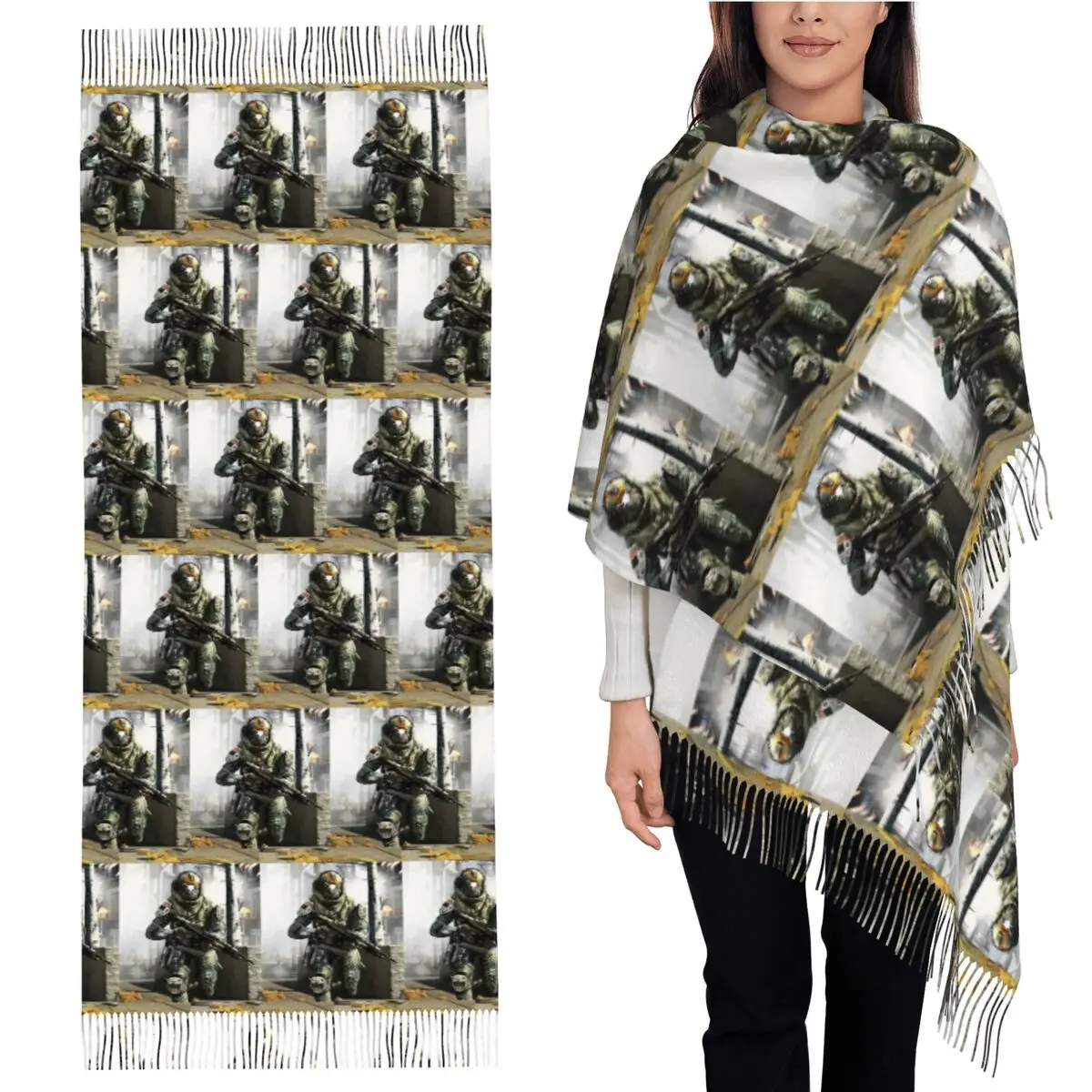 

Titanfall 2, шарф-шлем, шарфы с кисточками для женщин, мягкие теплые шали и накидки, длинная осенне-зимняя шаль