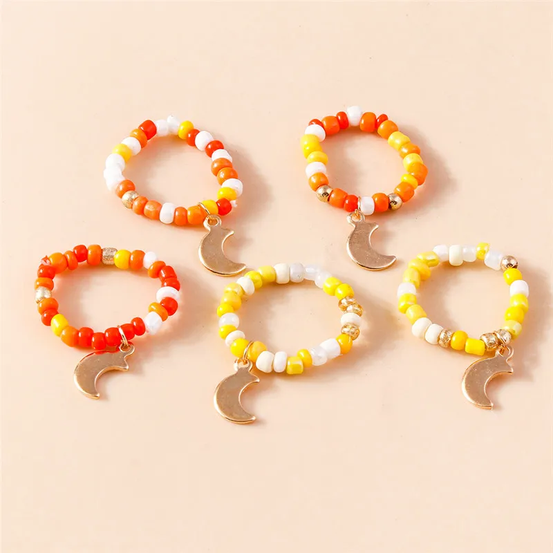 Aihua Koreanische Bunte Blume Ring Sets Böhmen Handgemachte Multi Perlen Reis Perlen Finger Ring Für Frauen Strand Schmuck Geschenke – Detail 23