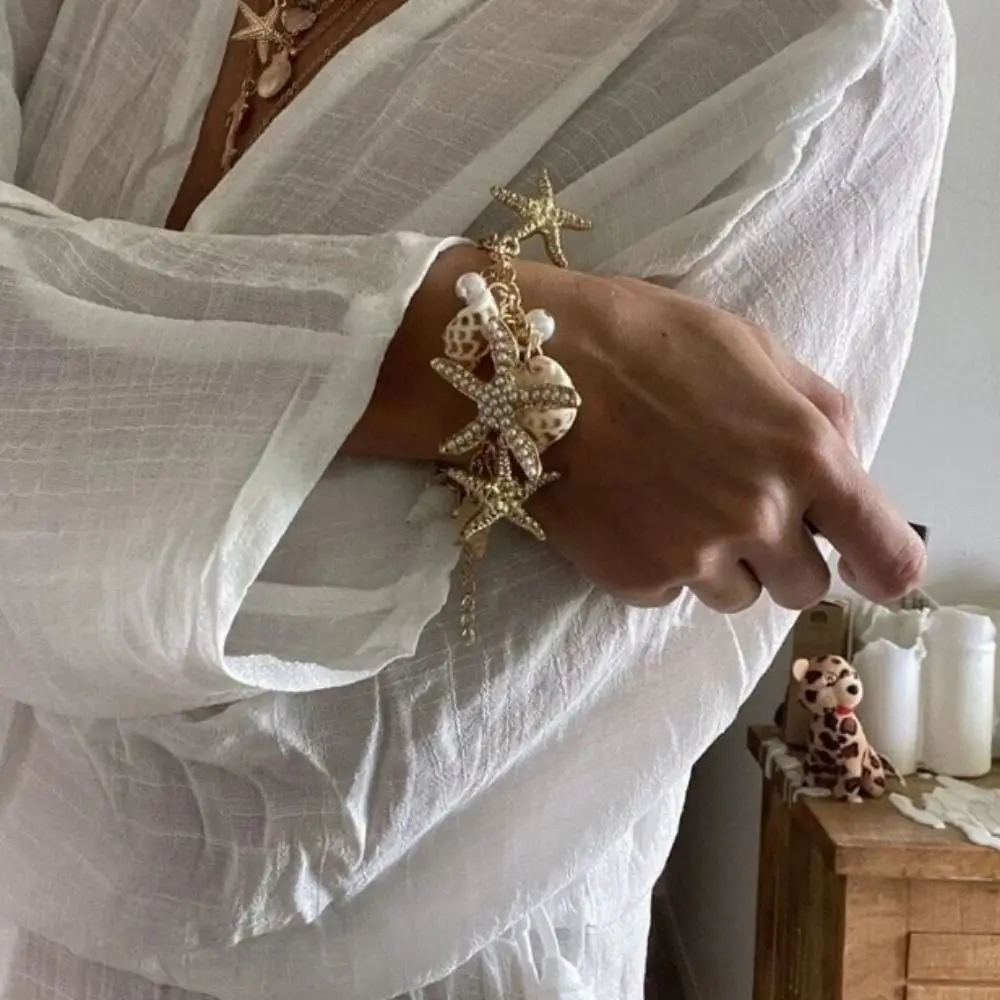 البحر سلسلة قذيفة نجم البحر سوار الحلي قابل للتعديل البوهيمي شل الخرز أساور مجوهرات غير النظامية