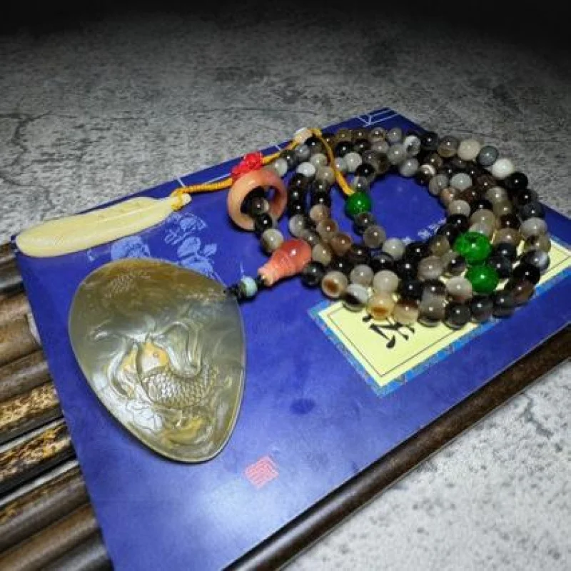 Gua Sha Board Pendant Dental Bone Angle Ornament Thousand Armor Takes One Pearl Excavator Buddha Bead