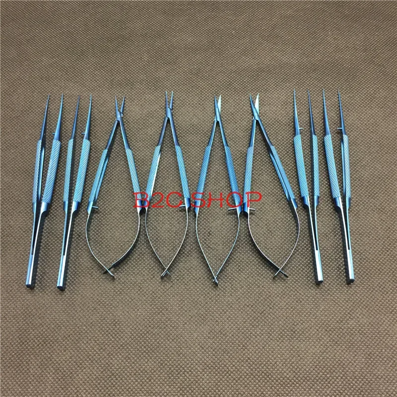 12.5CM Titanium dental tweezers instruments scissors 10.5CM Micro forceps tweezers tools