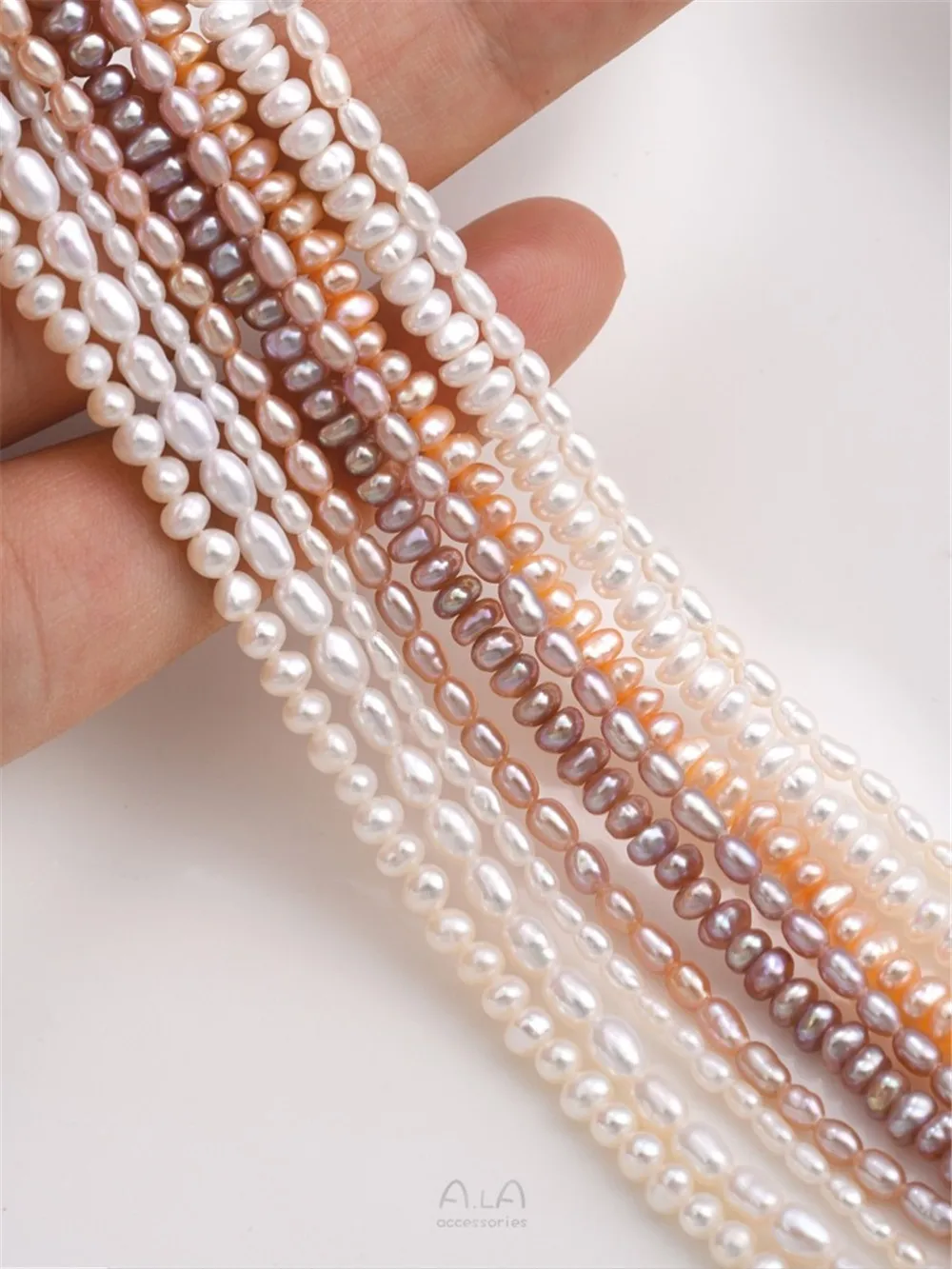 Natural Freshwater 4A Pearl, Rice Bead, Abacus Bead, Small-sized Fine Bead, DIY Handmade Beaded Tassel Earring Material