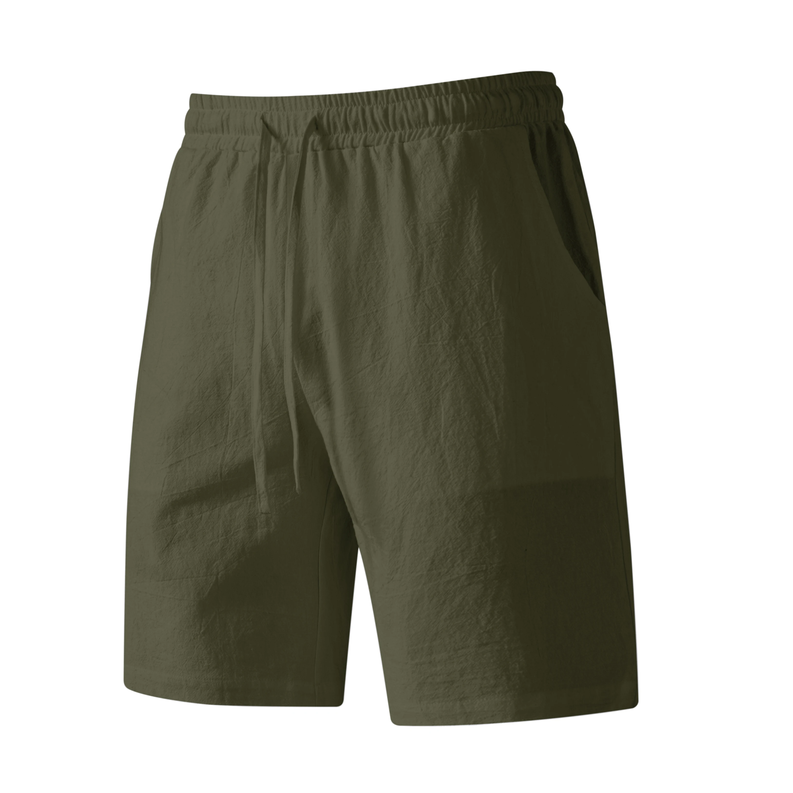 Nuevos pantalones cortos de verano para hombre con bolsillos y cordones Color sólido algodón y lino cómodos transpirables moda al aire libre transpirable