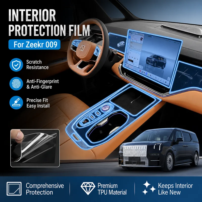 For Zeekr 009 Interior Protection Film Dashboard Navigation Screen Film Center Pillar Grille Wheel Hub Center Console Stickers