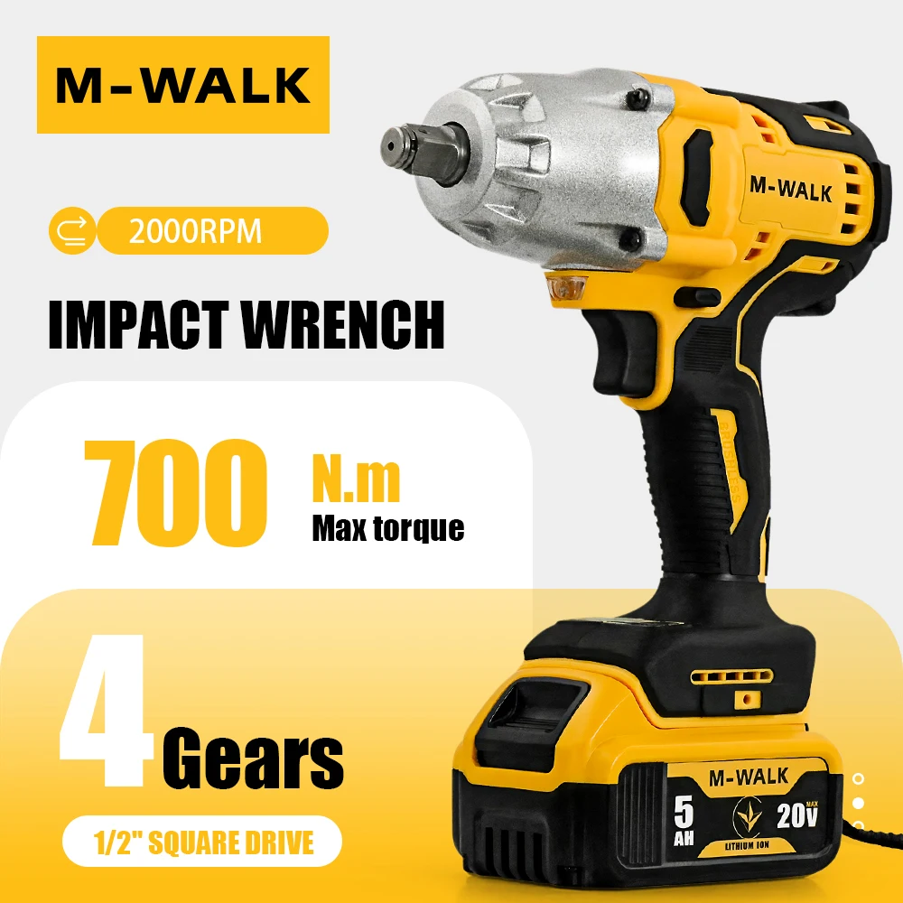 

Аккумуляторный ударный гайковерт 700 Нм, бесщеточный электрический с высоким крутящим моментом для аккумуляторного штифта Dewalt 20 В для автомобиля, грузовика, ударный пистолет, электроинструменты