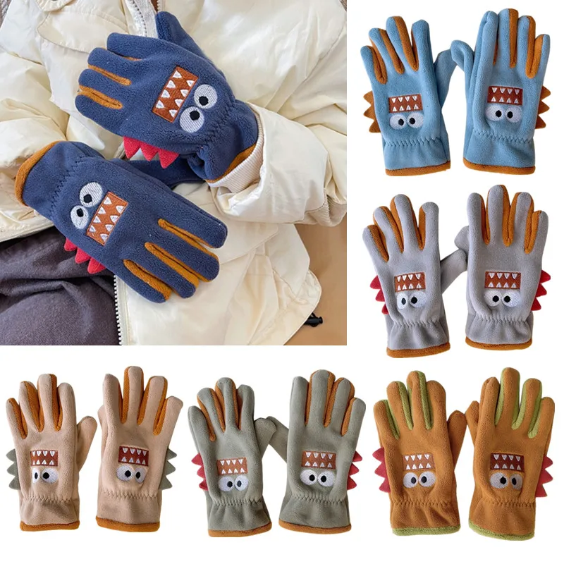 Guantes cálidos de dibujos animados para niños, manoplas gruesas de forro Polar para bebés, niñas y niños, mitones de dedo completo para niños,