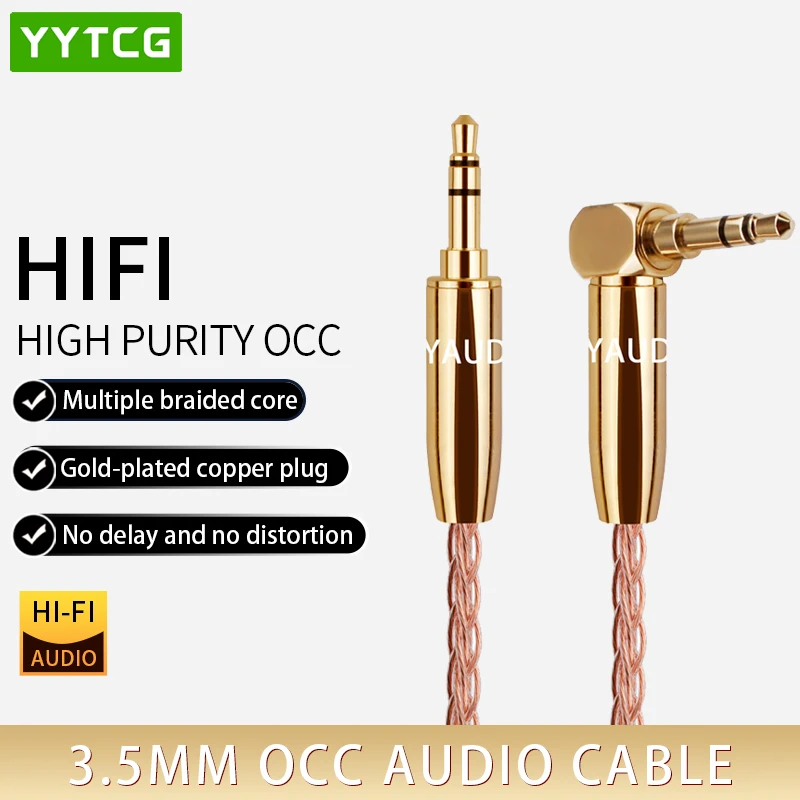 YYTCG Free shipping 6N OCC 3.5mm Male to 3.5mm Male Stereo Audio Hifi Audio cable car AUX wire jump cable