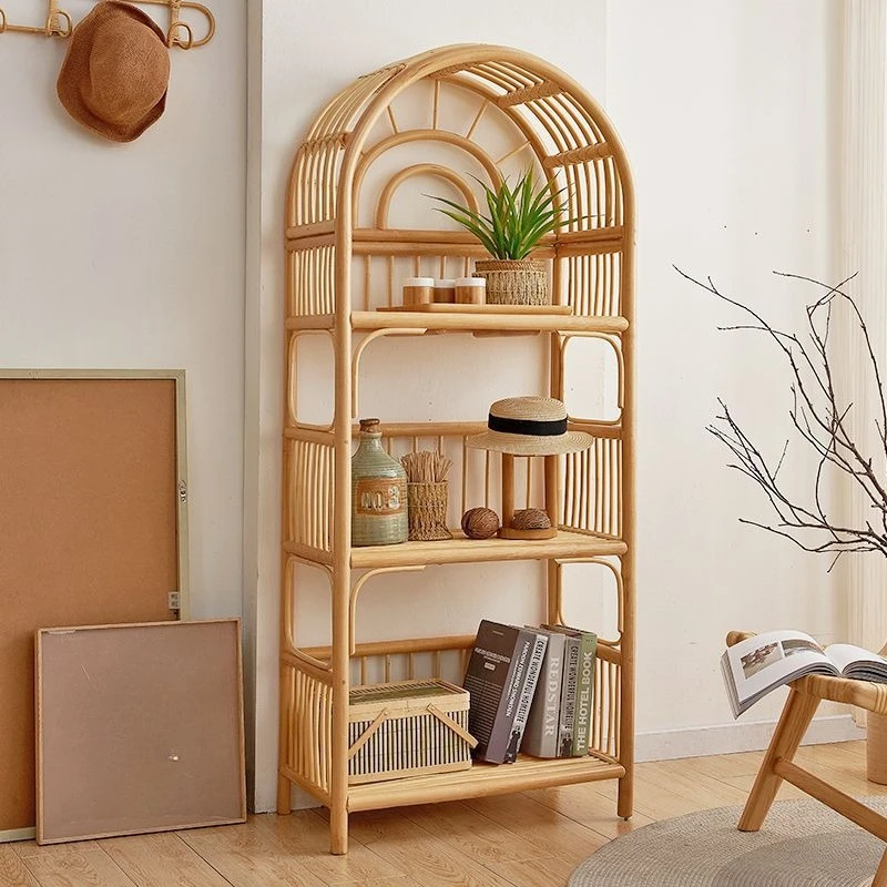 Shelf Ins Multi-layer Floor Shelf B & B Small Apartment Natural Vine Bookshelf Removable Storage