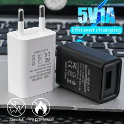 5V 1A EU Plug USB Wall Mobile Phone Charger Portable Charging Block Travel Power Adapters For IPhone IPad Samsung Xiaomi Huawei