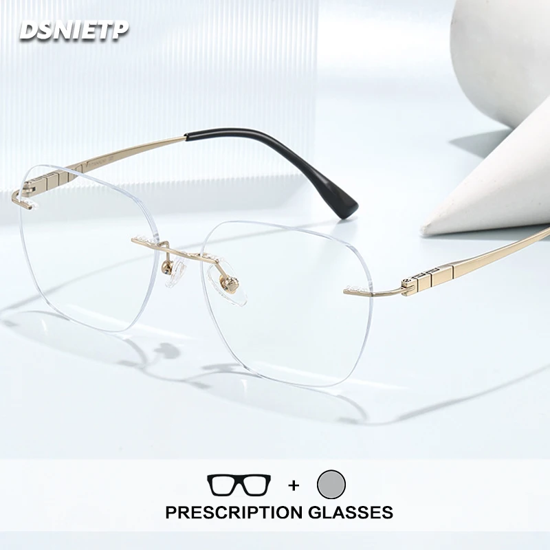 

Многоугольные безрамные очки для чтения, мужские очки с защитой от синего света, очки без оправы по рецепту, женские фотохромные прогрессивные очки