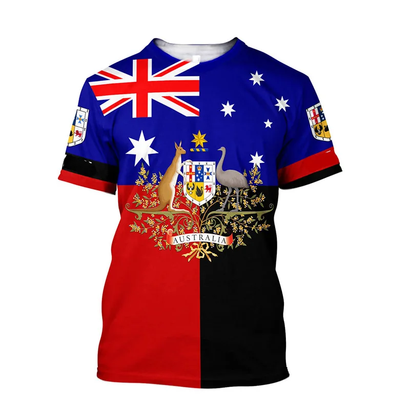 Australian Vibe 3D summer men's T-shirt trendy men's casual clothing suitable for daily wear loose breathable short sleeves 2026