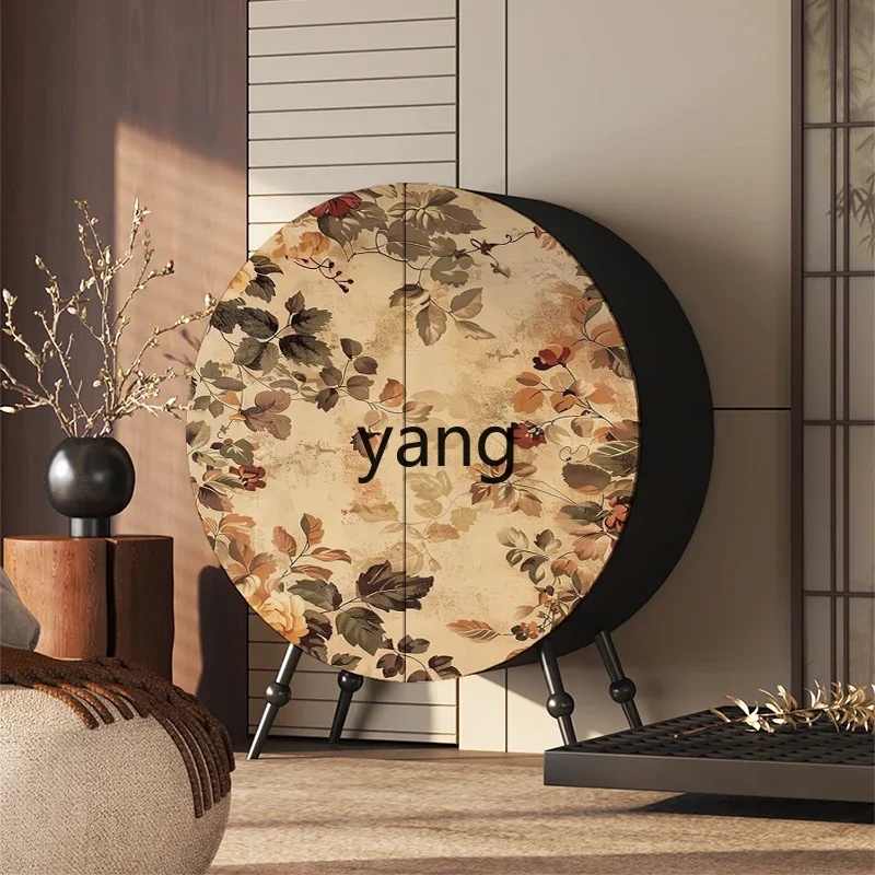 xyy wabi deciduous retro round entrance cabinet solid wood dining side cabinet tea bedroom