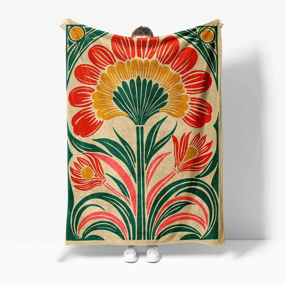 

Vivid Floral Kilim Rug Vintage Ethnic Style Throw Blanket Sofa Bed Cover Decorative Cushion 130x180cm