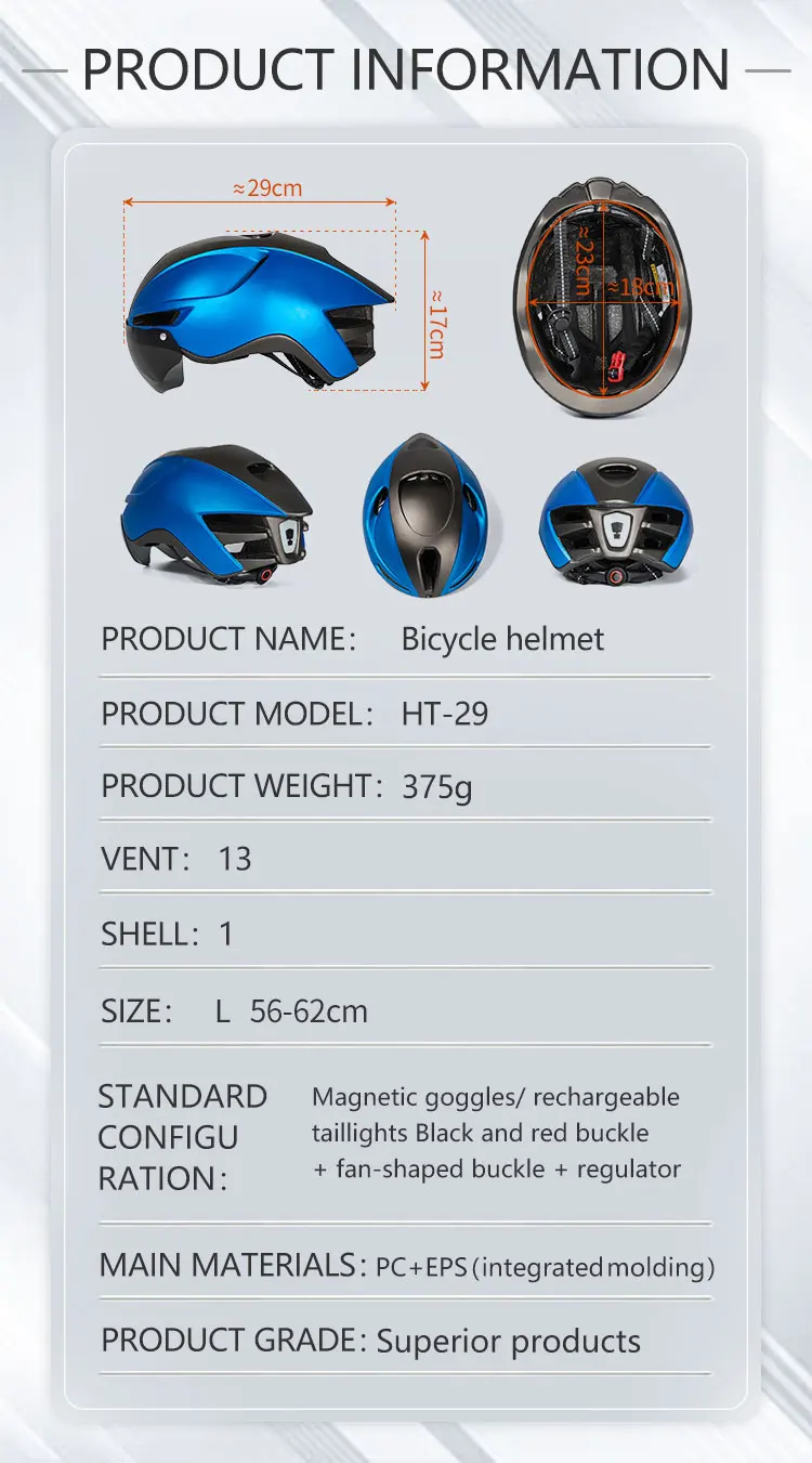 Eastinear 2023 Neuer Rennrad-Mountainbike-Helm für Erwachsene, Herren, Outdoor-Sport, Radfahren, Sicherheitshut mit LED-Aufladung, Rücklichtbrille – Detail 2