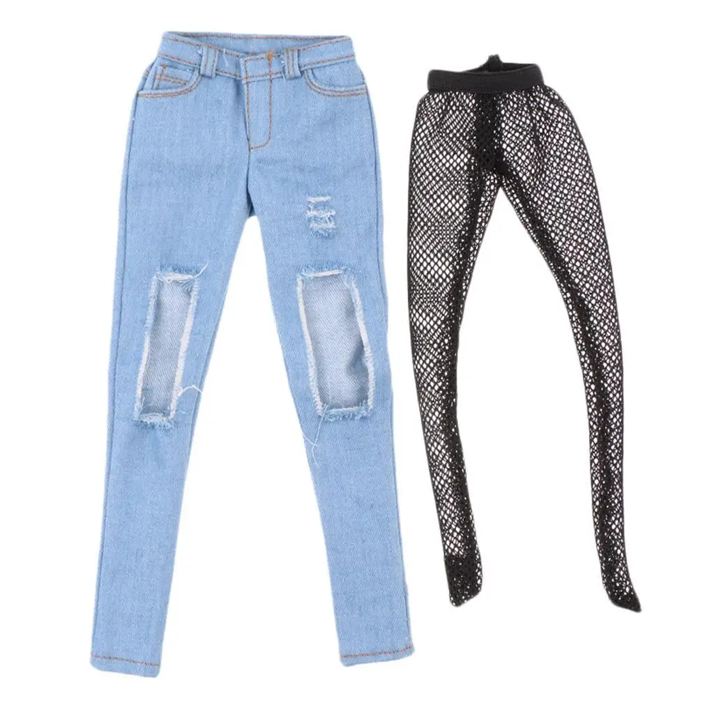 1/6 Jeans strappati pantaloni femminili per bambola figura 12 \ '\' // Kumik