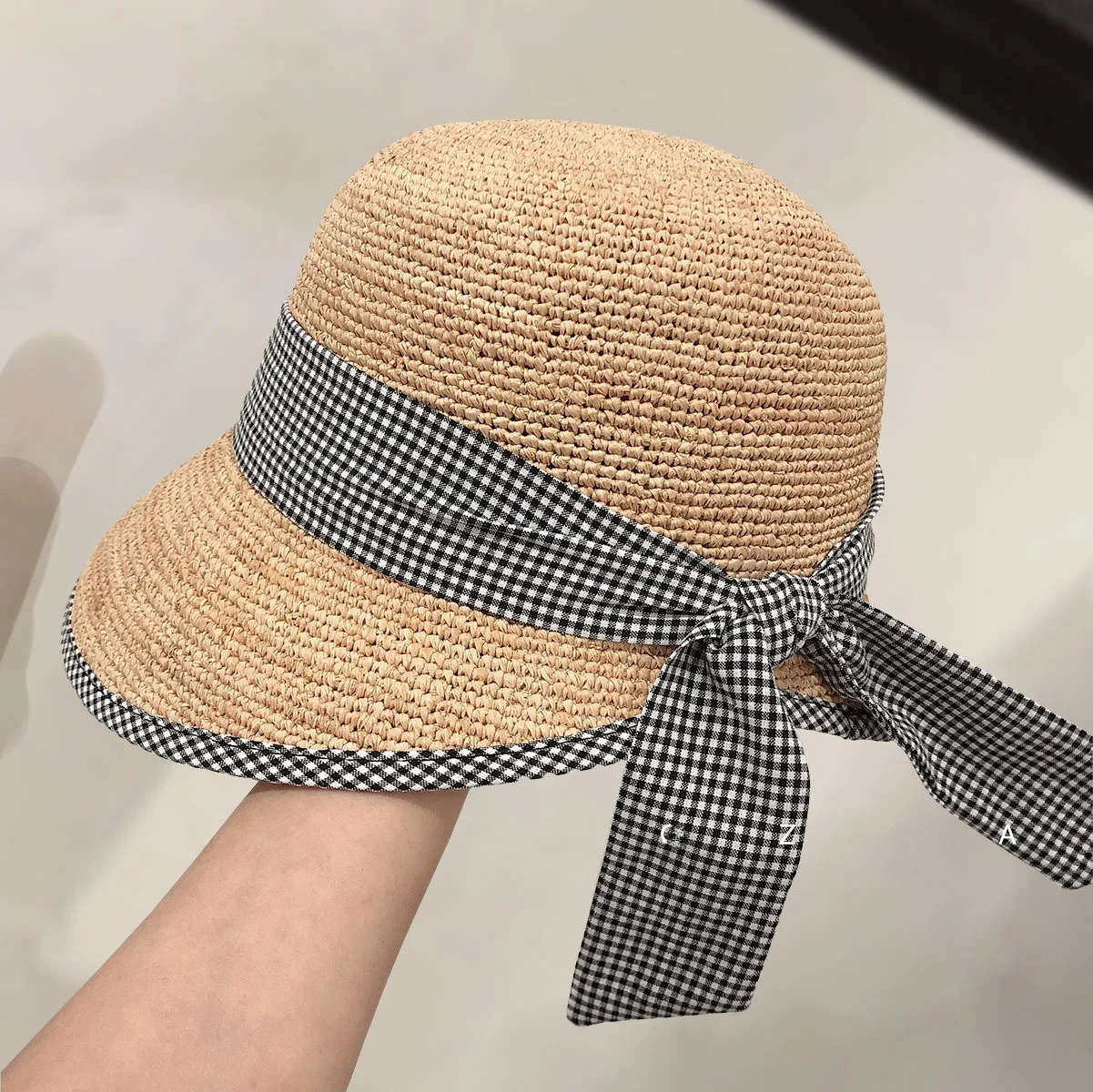 fashionable-large-brim-straw-hat-with-bow-tie-sunshade-casual-style-holiday-fishing-cap-women's-spring-summer-travel-hat