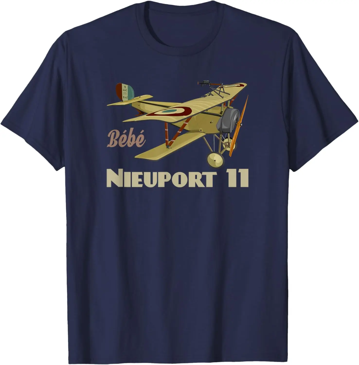 Nieuport 11 XI الفرنسية WW1 طائرة مقاتلة Biplane Sesquiplane تيشيرت بأكمام قصيرة عادية 100% تي شيرتات قطن