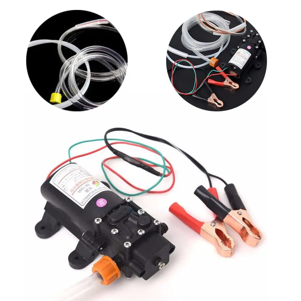 Car Boat Siphon Transfer Fuel Change Pump Motor 12V Oil Water Fluid Extractor New with Outlet PVC Pipe & Nylon Pipe