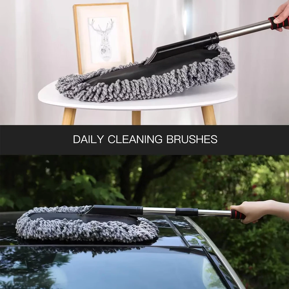 Superfine Fiber Car Duster Retractable Microfiber Car Dust Mop Home Cleaning Dust Removal Brushes Towels