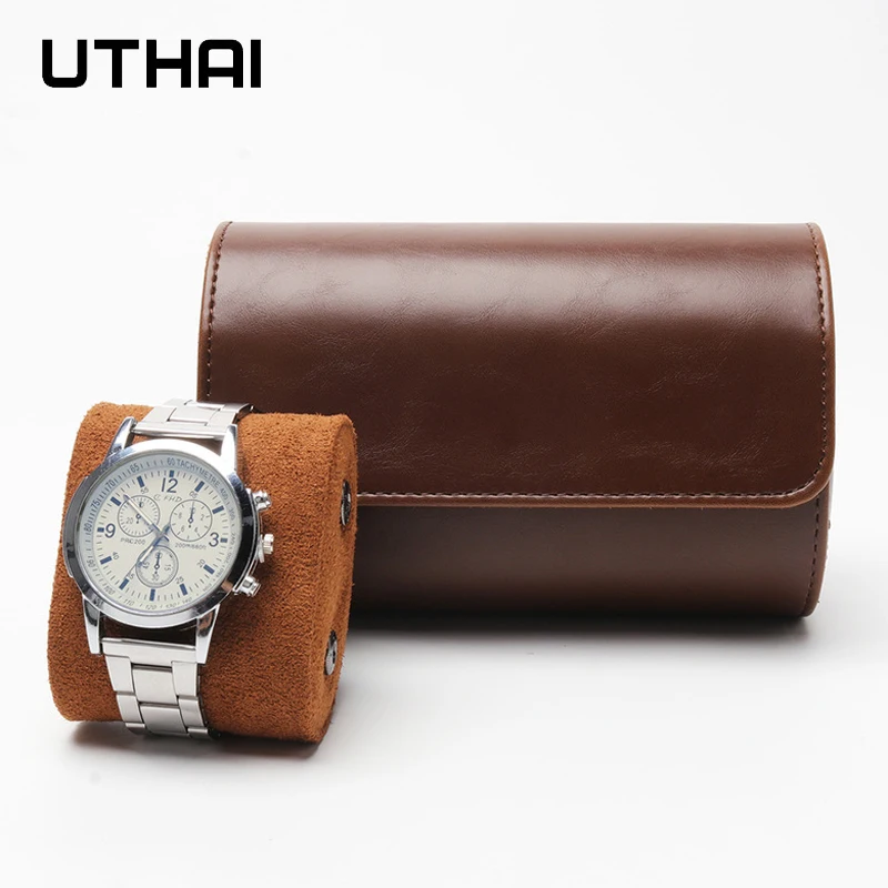 2 Slots Grids Watch Box Roll Travel Case Chic Portable Vintage Leather Display Storage Boxes High Quality Gift Watch Case