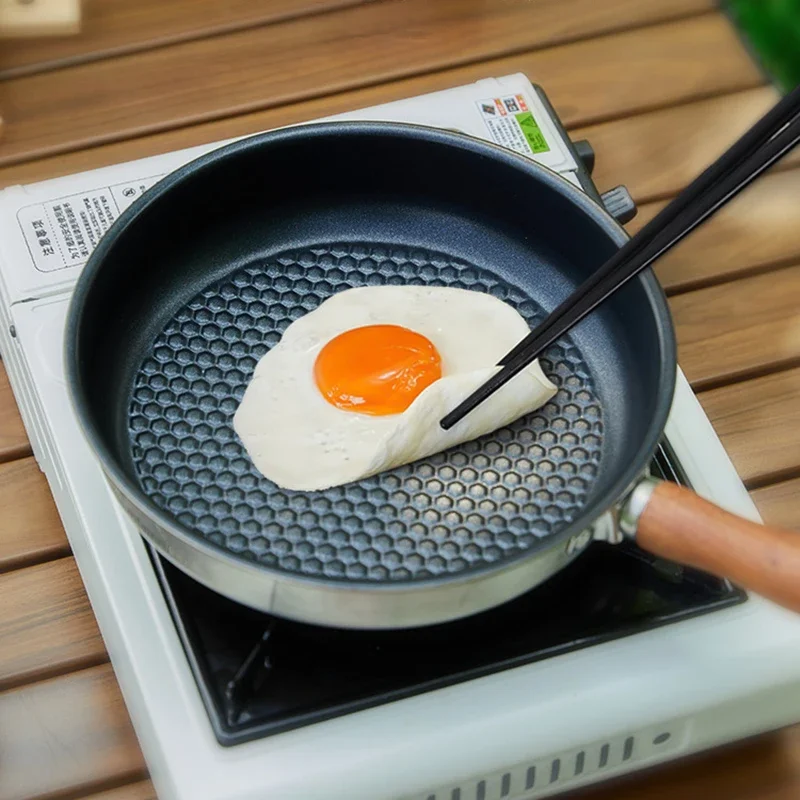 Mounthiker Outdoor Camping Non-stick Frying Pan Breakfast Egg Pancake Pot  Stainless Steel Cooking Food Induction Cooker Fry Pan