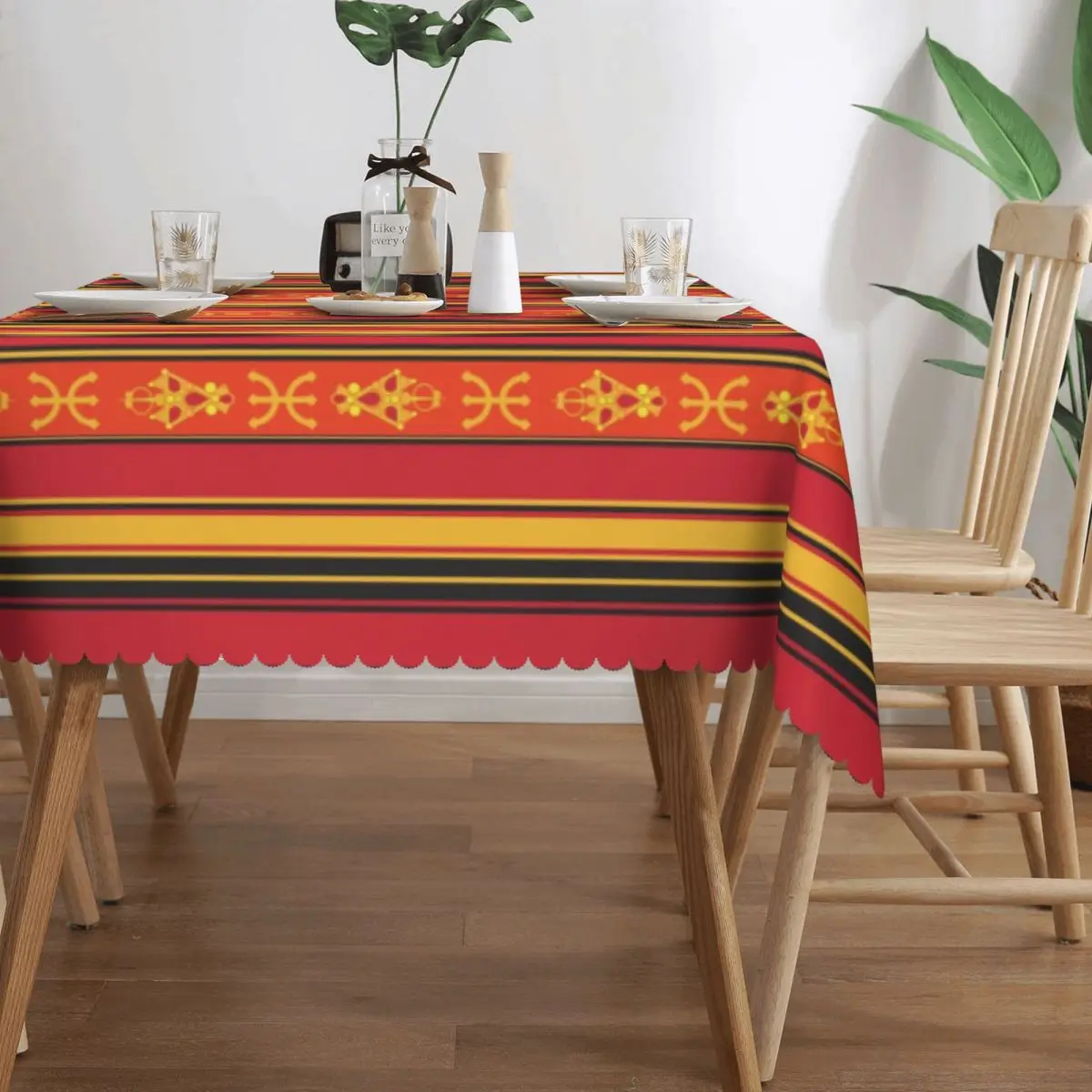 Custom Rectangular Oilproof Z Imazighen Kabyle Jewelry Table Cover Amazigh Berber Ethnic Table Cloth Tablecloth for Picnic