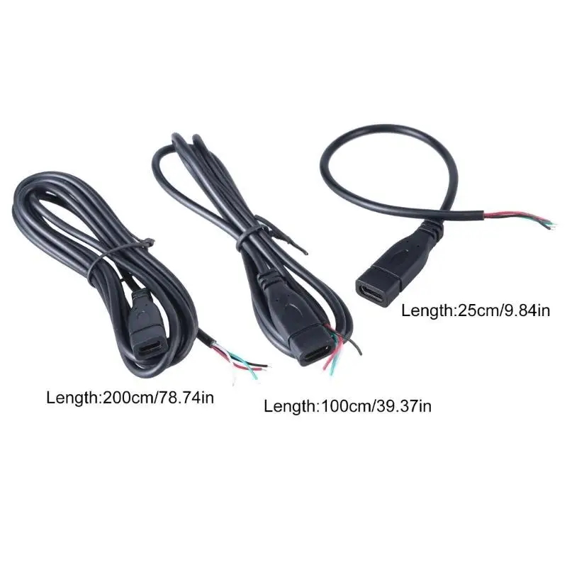 R53C USB-C-Pigtail-Kabel, Verlängerungskabel, Typ-C-Buchse auf 4-Pin-Bare-Draht-Anschlussleitung mit offenem Ende für – Detail 6