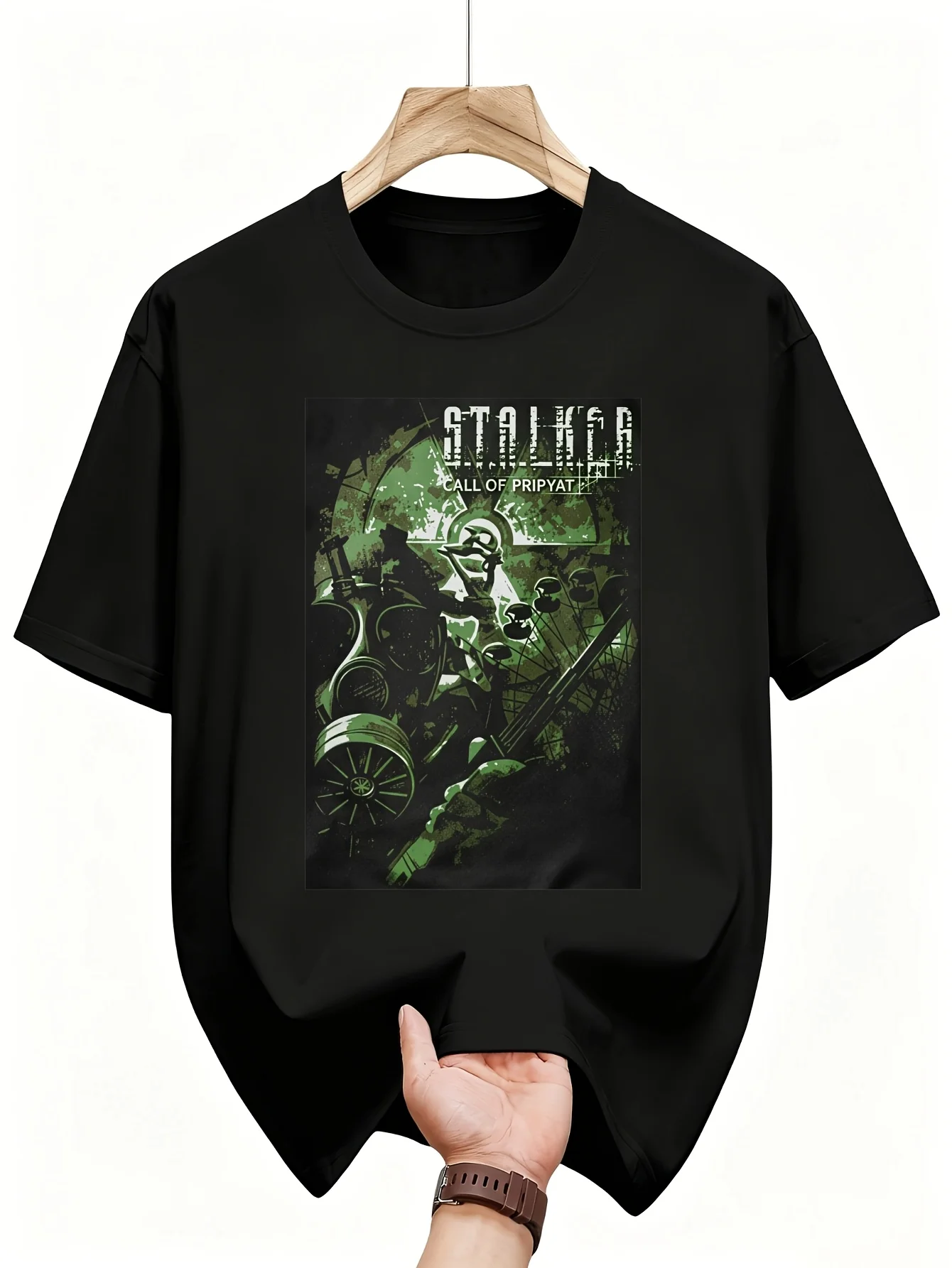 STALKER T-Shirt Call of Pripyat V1 Classic Video Game Tee for Retro Gamers Black Casual Crew Neck T Shirt